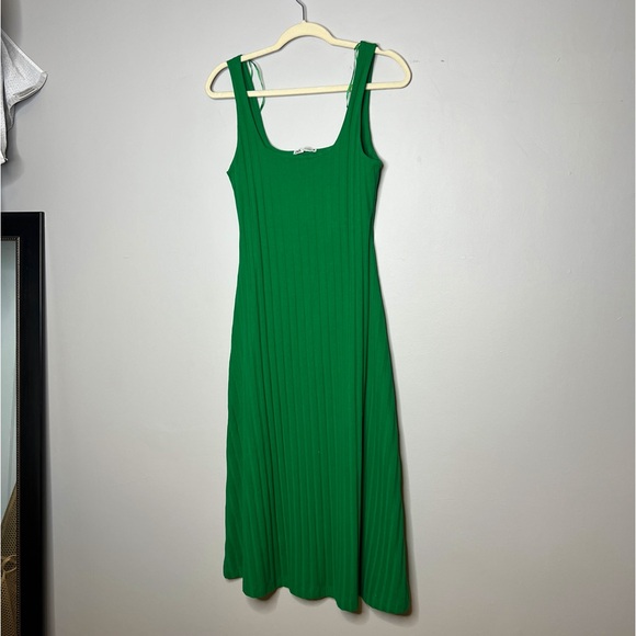 ZARA Green Midi Tank Dress - Size Small - Picture 2 of 5